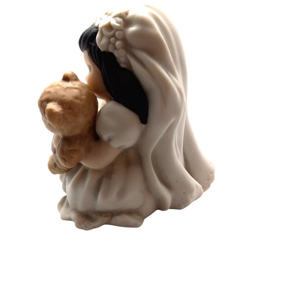 Precious Moments Love Bears All Things Figurine Bride Holding Teddy Bear 1995 - Picture 4 of 7